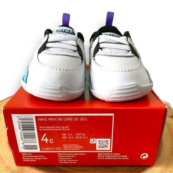 Nike Air Max 90 Crib SE "White Psychic Purple Washed Teal" DJ8043-100 Infant 4C - Picture 4 of 7